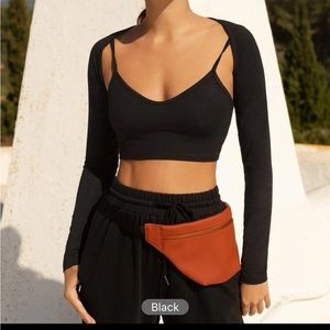 SHEIN BASICS Solid Crop Bolero Shrug Top Without Cami